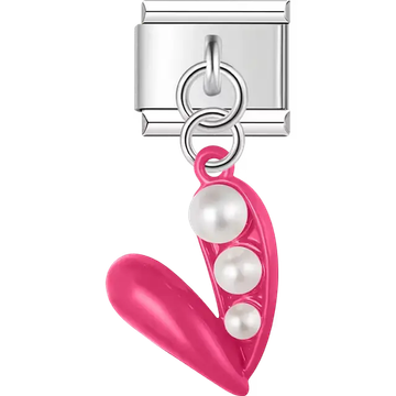 Pink figure with pearl accents dangle Italian charm bracelet link