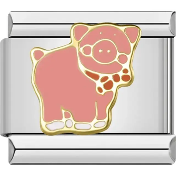 Pink pig with a scarf Italian charm bracelet link
