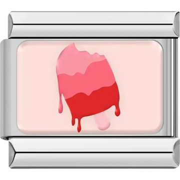 Pink and red melting popsicle Italian charm bracelet link