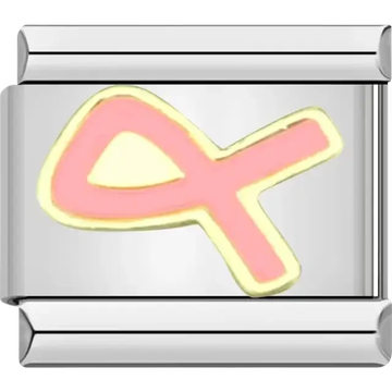 Pink ribbon Italian charm bracelet link