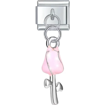 Pink rose pendant Italian charm bracelet link