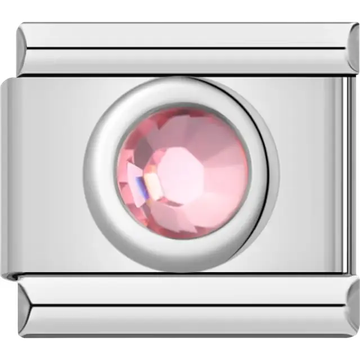 Round pink gemstone Italian charm bracelet link