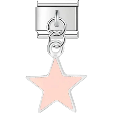 Pink star pendant Italian charm bracelet link