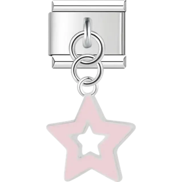 Pink star pendant Italian charm bracelet link