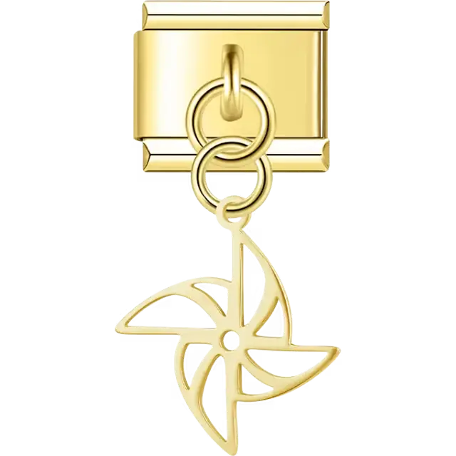 Pinwheel dangle design Italian charm bracelet link