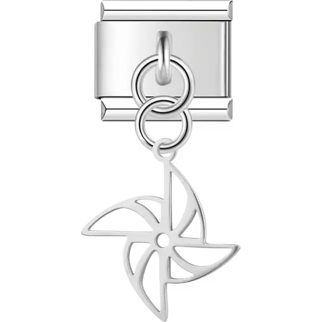 Pinwheel dangle design Italian charm bracelet link