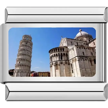 Pisa Cathedral and Leaning Tower of Pisa landmark photo Italian charm bracelet link