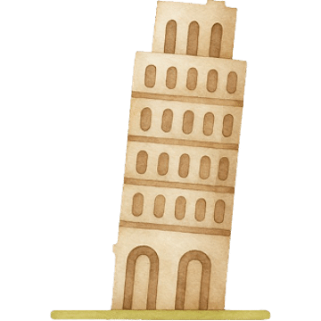 Tower of pisa watercolor illustration