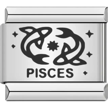 Pisces zodiac symbol with stars Italian charm bracelet link