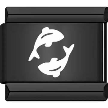 Black Pisces zodiac symbol Italian charm bracelet link
