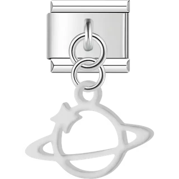 Planet with star cutout dangle Italian charm bracelet link
