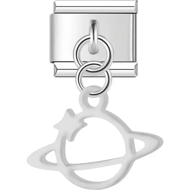 Planet with star cutout dangle Italian charm bracelet link