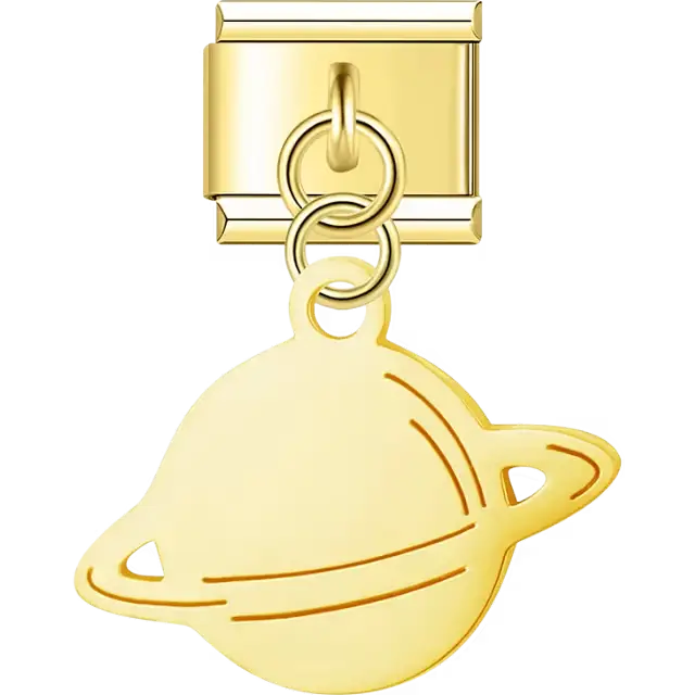 Planet ring dangle Italian charm bracelet link