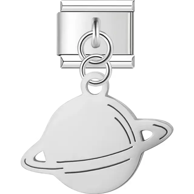 Planet ring dangle Italian charm bracelet link