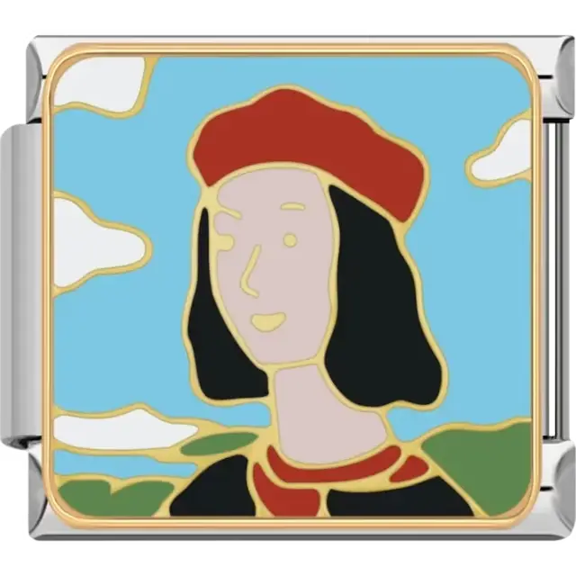 Famous painting "Portrait of a Young Man" by Raphael Italian charm bracelet link