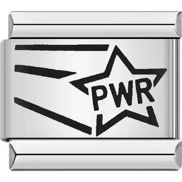 Star "PWR" text power Italian charm bracelet link