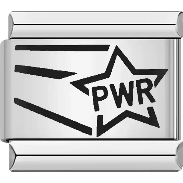Star "PWR" text power Italian charm bracelet link