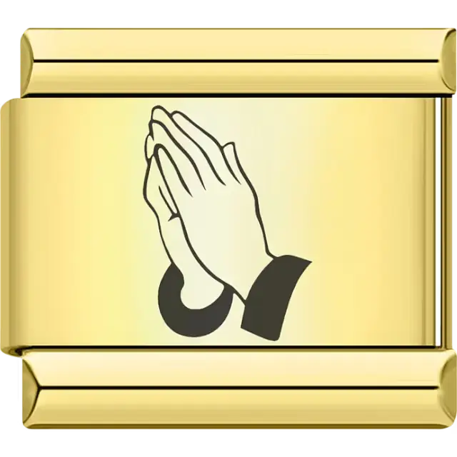 Black praying hands symbol Italian charm bracelet link