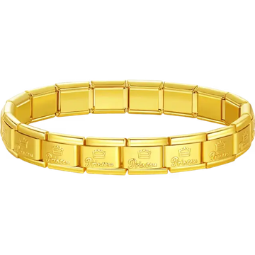 Princess crown charms composing stainless steel Italian bracelet