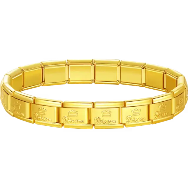 Princess crown charms composing stainless steel Italian bracelet