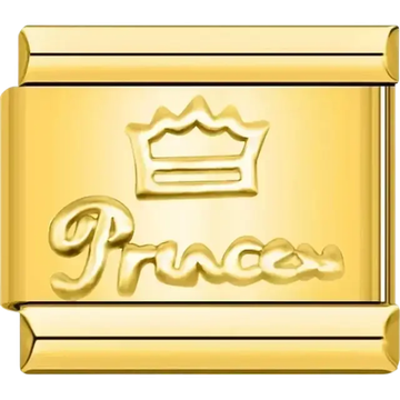 Crown with princess script lettering Italian charm bracelet link