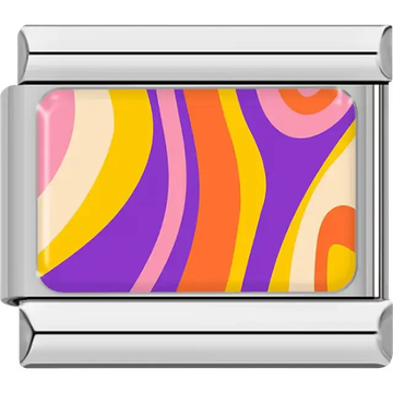 Purple orange yellow pink cream wavy abstract pattern Italian charm bracelet link