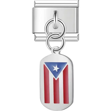 Puerto Rico flag dangle Italian charm bracelet link