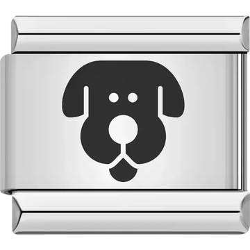 Black puppy face Italian charm bracelet link