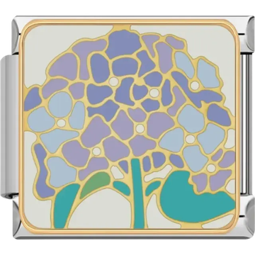 Purple and blue hydrangea flower Italian charm bracelet link