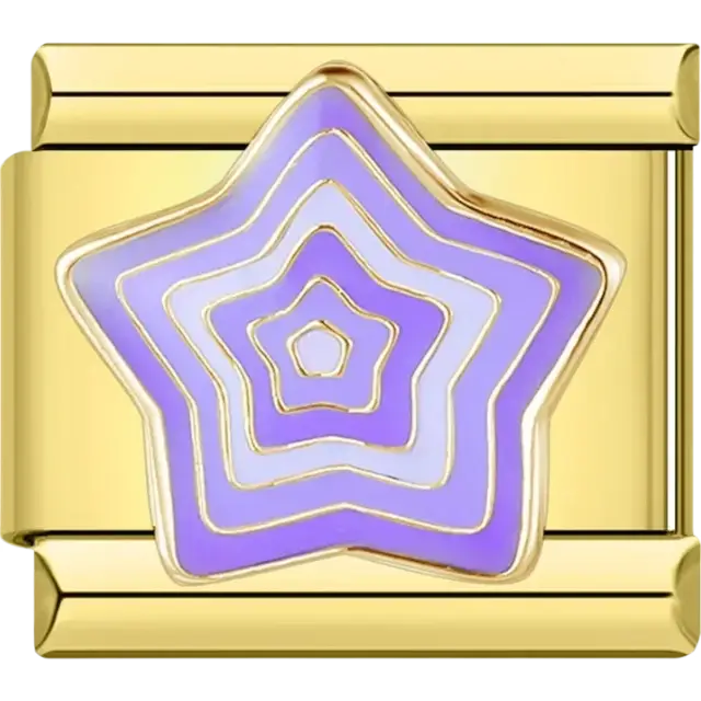 Star with layered purple and lilac accents Italian charm bracelet link