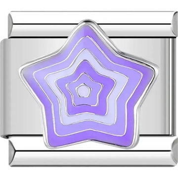 Star with layered purple and lilac accents Italian charm bracelet link