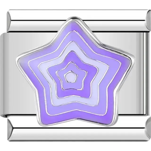 Star with layered purple and lilac accents Italian charm bracelet link