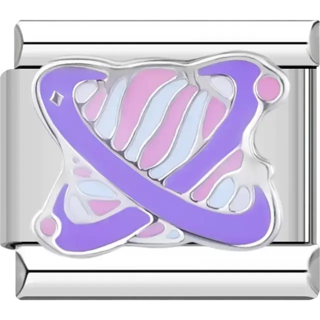 Purple and pink butterfly Italian charm bracelet link