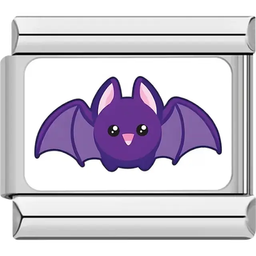 Purple cartoon bat Italian charm bracelet link