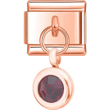 Purple round crystal dangle Italian charm bracelet link