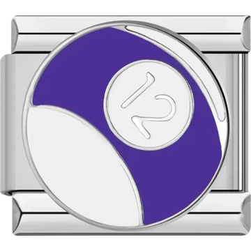 Purple snooker ball number 12 Italian charm bracelet link
