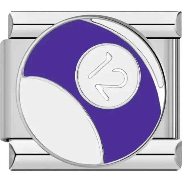 Purple snooker ball number 12 Italian charm bracelet link