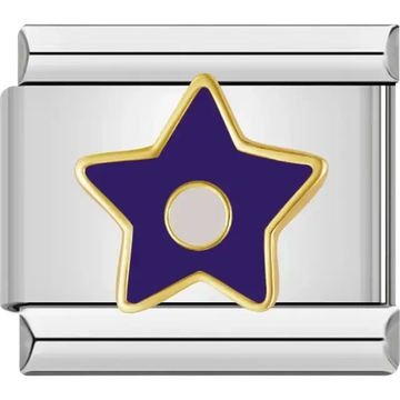 Purple star with a circular cutout Italian charm bracelet link
