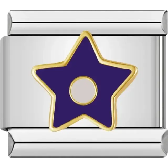 Purple star with a circular cutout Italian charm bracelet link