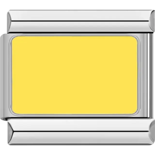 Solid yellow Quebec maritime flag meaning "Ship meets health regulations; request clearance into port" or "Boat recall; all boats return to ship" Italian charm bracelet link