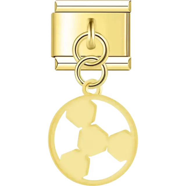 Hollow round radioactive symbol design with dangling piece Italian charm bracelet link