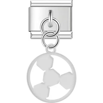Hollow round radioactive symbol design with dangling piece Italian charm bracelet link