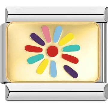 Rainbow flower Italian charm bracelet link