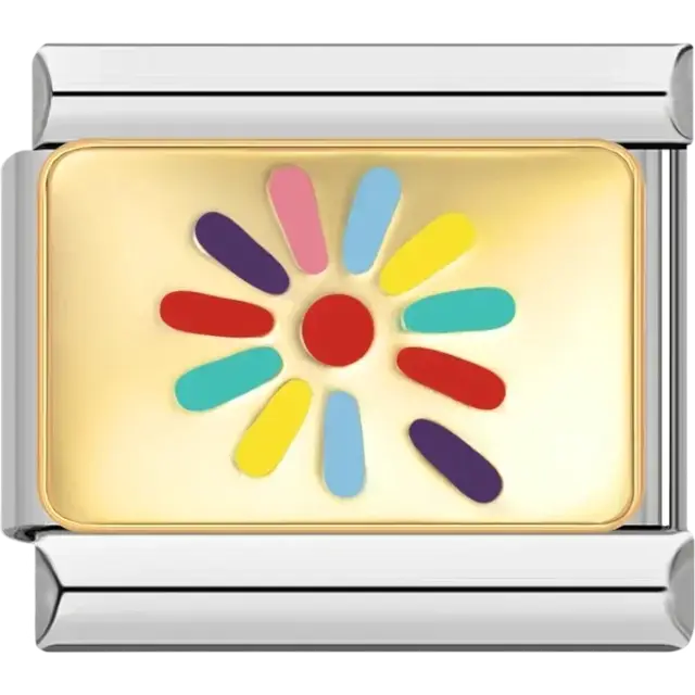 Rainbow flower Italian charm bracelet link