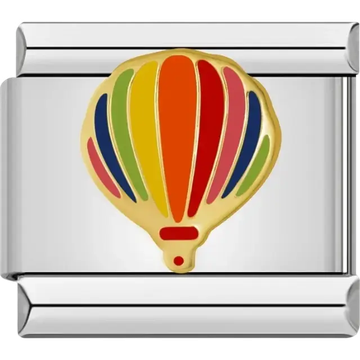Rainbow hot air balloon charm with a colorful pattern Italian charm bracelet link