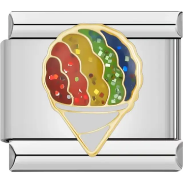 Multicolored glitter snow cone design Italian charm bracelet link