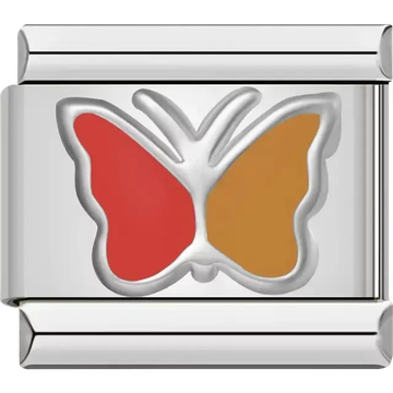 Red and orange butterfly Italian charm bracelet link