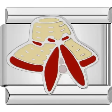 Yellow hat design with red accents Italian charm bracelet link