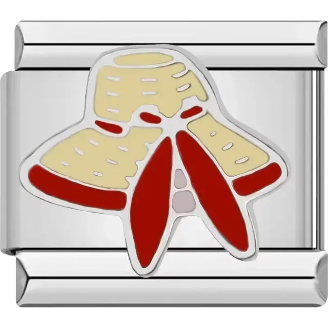 Yellow hat design with red accents Italian charm bracelet link