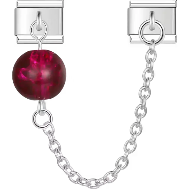 Red ball bead safety chain Italian charm bracelet link